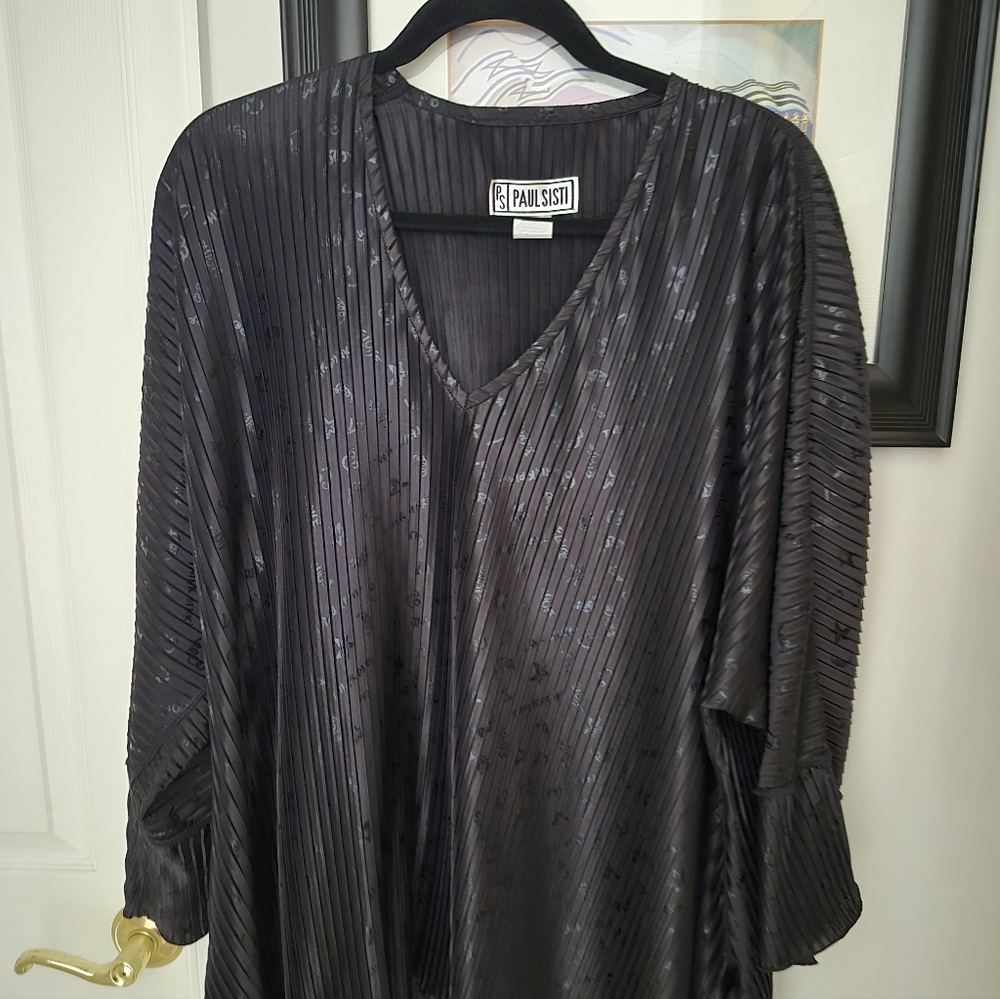 Paul Sisti Black Pleated Women's Tunic OS